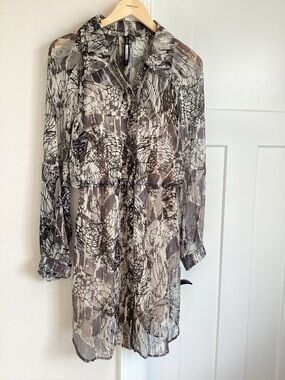 🦋Anthropologie Plenty Tracy Reese Cinched Waist Long-Sleeve Mini Dress Large